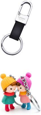 

Three Shades Waist Hanging Leather Keychain & Winter Couple Keychain Combo for Beautiful Couple for Girls & Boys Set of 3 Key Chain