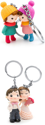 

Three Shades Wedding Couple Keychain Combo for Beautiful Couple & Winter Couple Key Chain for Girls & Boys Set of 4 Key Chain