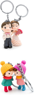 

Three Shades Newly Wedding Couple Keychain Combo for Beautiful Couple & Winter Couple Key Chain for Girls & Boys Set of 4 Key Chain