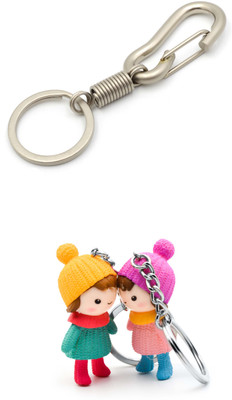 

Three Shades Metal Waist Hanging Keychain & Winter Couple Keychain Combo for Beautiful Couple for Girls & Boys Set of 3 Key Chain