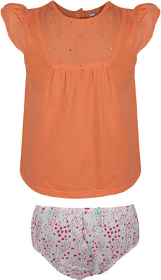 SHOPPERTREE Girls Casual Top Shorts(Orange) SHOPPERTREE Girls Casual Top Shorts(Orange)