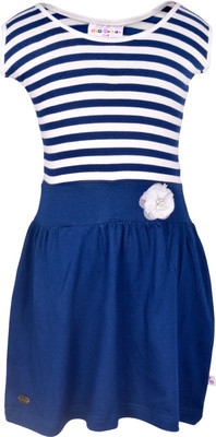 

Lil Orchids Girls Midi/Knee Length Casual Dress(Dark Blue, Sleeveless