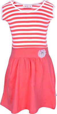 

Lil Orchids Girls Midi/Knee Length Casual Dress(Pink