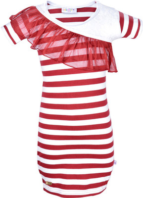 

Lil Orchids Girls Midi/Knee Length Party Dress(Maroon, Half Sleeve