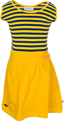 

Lil Orchids Girls Midi/Knee Length Casual Dress(Yellow, Sleeveless