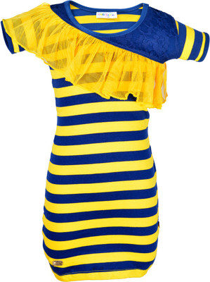 

Lil Orchids Girls Midi/Knee Length Party Dress(Yellow, Half Sleeve, Yellow navy