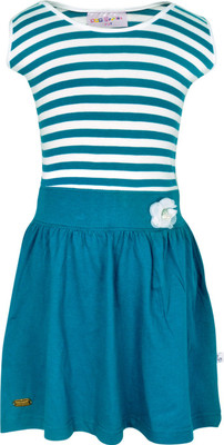 

Lil Orchids Girls Midi/Knee Length Casual Dress(Blue