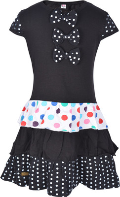 

Lil Orchids Girls Midi/Knee Length Casual Dress(Black, Cap Sleeve