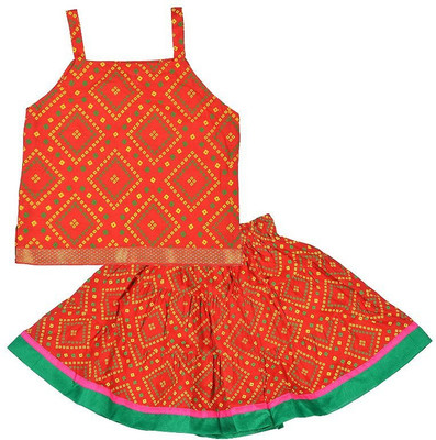 Archiecs Creation Girls Casual Top and Skirt Set(Red Pack of 1)