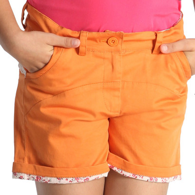 

Paul & doll Short For Girls Party Solid Cotton(Orange, Pack of 1