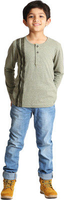 

Paul & doll Boys Solid Cotton T Shirt(Light Green, Pack of 1, Olive green