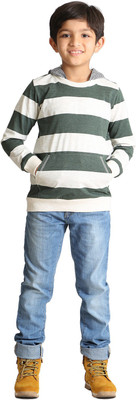 

Paul & doll Boys Striped Cotton T Shirt(Green, Pack of 1, Green and off white