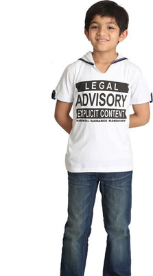 

Paul & doll Boys Printed Cotton Lycra Blend T Shirt(White, Pack of 1
