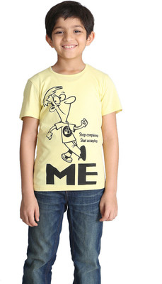 

Paul & doll Boys Printed Cotton T Shirt(Yellow, Pack of 1, Lemon yellow