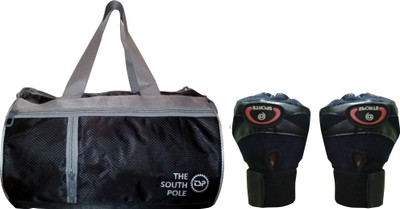 

DreamPalace India Gym Bag & Leather Gym Gloves With Wrist Support Combo Gym & Fitness Kit