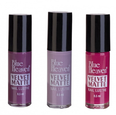 

Blue Heaven VELVET MATTE NAIL LUSTRE, PACK OF 3, 21ML, COMBO BY BEAUTYANDCARE MULTICOLOR(Pack of 3)