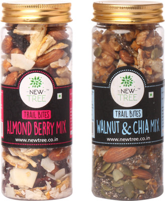 

New Tree Almond Berry Trail Mix And Walnut & Chia Trail Mix(340 g, Plastic Bottle)