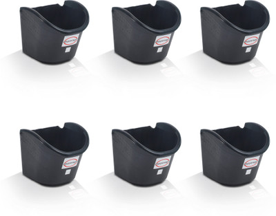 

Pepper Agro Flower Pots Vertical Wall Hanging Garden Planter Window Railing Container Black Set of 6 Plant Container(Plastic, External Height - 18 cm)