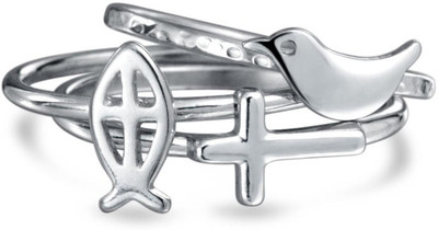 

Bling Jewelry Silver Rhodium Plated Ring Set