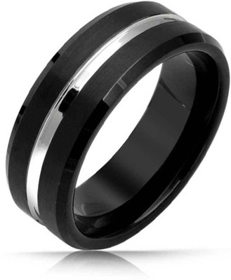 

Bling Jewelry Tungsten Black Silver Plated Ring