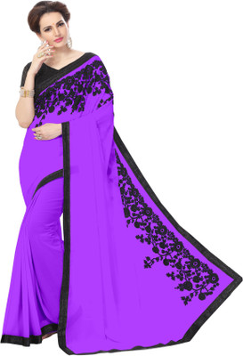 

onlinefayda Embroidered Daily Wear Georgette Saree(Purple)