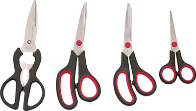 

SOLDOUT GK Heavy Duty Stainless Steel Blade Scissors(Set of 4, Black With Red)