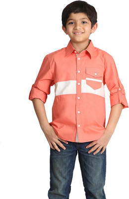 

Paul & doll Boys Woven Party Pink Shirt, Peach with off white