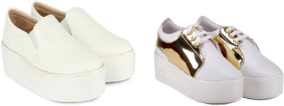 

BELLA TOES combo of 2 white casual sneakers Slip On Sneakers For Women(Multicolor