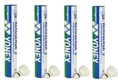 

Yonex AS 2 Feather Shuttle - White(Medium, 77, Pack of 4)