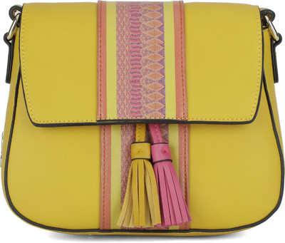 

Global Desi Women Casual Yellow PU Sling Bag