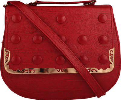 

JVoutfits Girls Casual Red Rexine Sling Bag