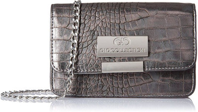 

Gio Collection Women Casual Silver Genuine Leather Sling Bag