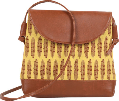 

Maand Girls Casual Yellow PU, Cotton Sling Bag