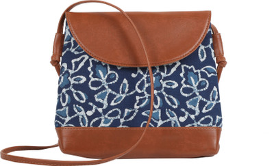 

Maand Girls Casual Blue PU, Cotton Sling Bag