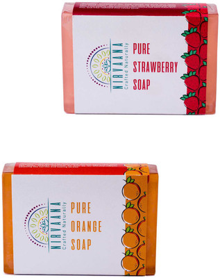 

Nirvaana Handmade Natural Assorted Soap Set (Orange & Strawberry) Pack of 2(200 g, Pack of 2)