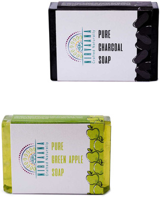

Nirvaana Handmade Natural Assorted Soap Set (Charcoal & Green Apple) Pack of 2(200 g, Pack of 2)