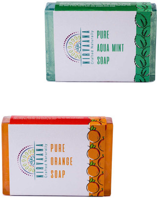 

Nirvaana Handmade Natural Assorted Soap Set (AquaMInt & Orange) Pack of 2(200 g, Pack of 2)