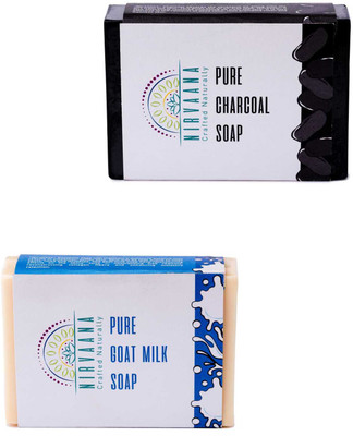 

Nirvaana Handmade Natural Assorted Soap Set (Charcoal & GoatMilk) Pack of 2(200 g, Pack of 2)