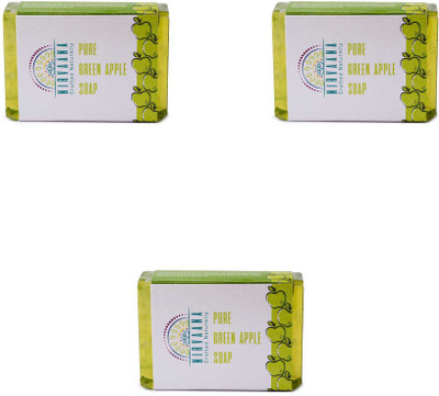 

Nirvaana Handmade Natural Green Apple Soap, 100g (Pack of 3)(300 g, Pack of 3)