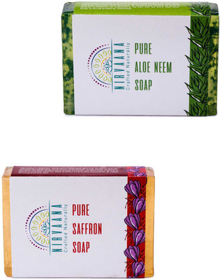 

Nirvaana Handmade Natural Assorted Soap Set (Aloe Neem & Saffron) Pack of 2(200 g, Pack of 2)