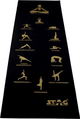 

Stag YOGA MANTRA ASANA EXTRA LARGE (XL) Black, Gold 6 mm Yoga Mat, Black;golden
