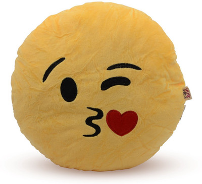 

Store2508 Emoji Smiley Soft Round Cushion Pillow - 35 cm(Yellow)