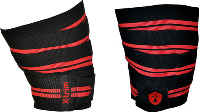 

Xtrim DURAFIT KNEE WRAP - PACK OF 2 Knee, Calf & Thigh Support (, RED LINE, Black