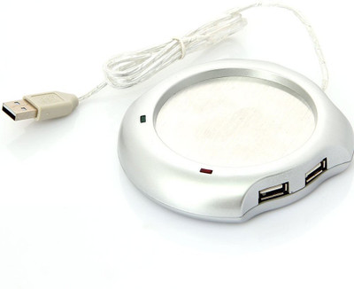 

VibeX ® Generic New Style 4 Port USB Hub Coffee Tea Beverage Cup Electric Warmer Heater Innovation™-Type-015 Cup Warmer, USB Hub(Mild Silver)