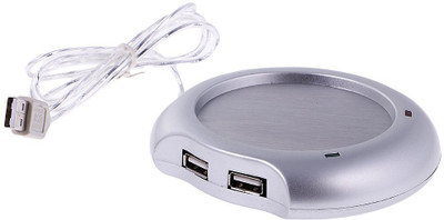

VibeX ® USB Tea Cup Coffee Mug Warmer Heating mats with Hub 4 Port USB PC for Notebook Innovation™-Type-011 Cup Warmer(Glossy Silver)