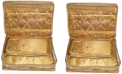 

Addyz Pack of 2 Pieces Necklace Bangle Locker Cosmetic Storage Organizer Makeup Case Cosmetic Storage Make Up Bag Vanity Box(Gold)