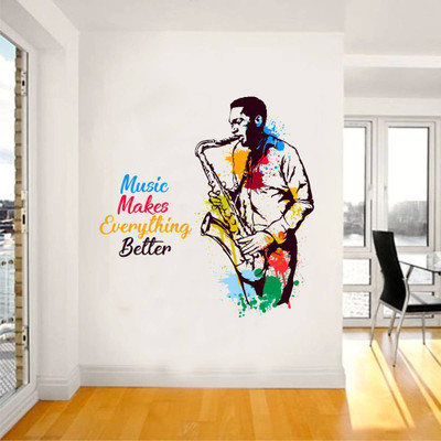rawpockets 15 cm Music Makes Everything Better Self Adhesive Sticker(Pack of 1)