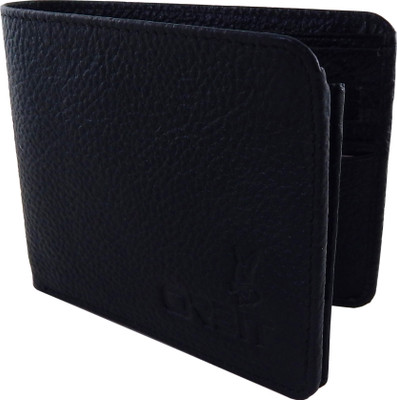 Orbit Men Black Genuine Leather Wallet(9 Card Slots)