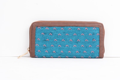 

Wabasta Women Ethnic Blue Artificial Leather Wallet(6 Card Slots), Green pink pattern