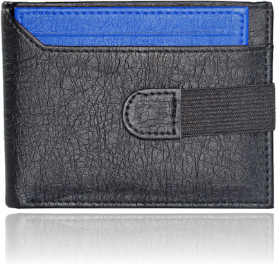 

Accezory Men Black Artificial Leather Wallet(7 Card Slots), Black-blue